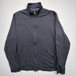 BOSS Hugo Boss Sweater Mens XXL Black Full Zip Jacket Pima Cotton Preppy Light